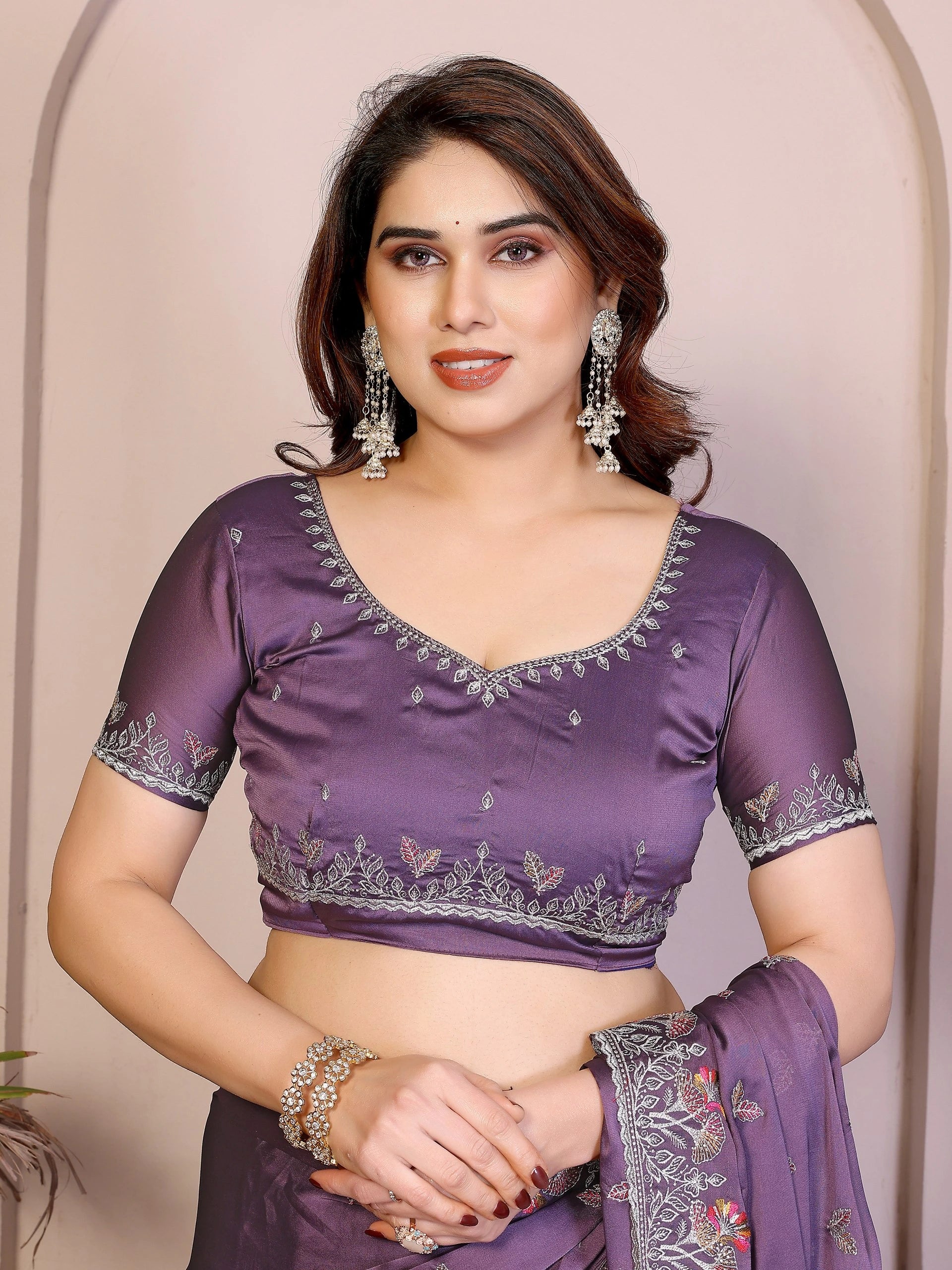 Purple Rangoli Silk Saree Kalyanja Fashion